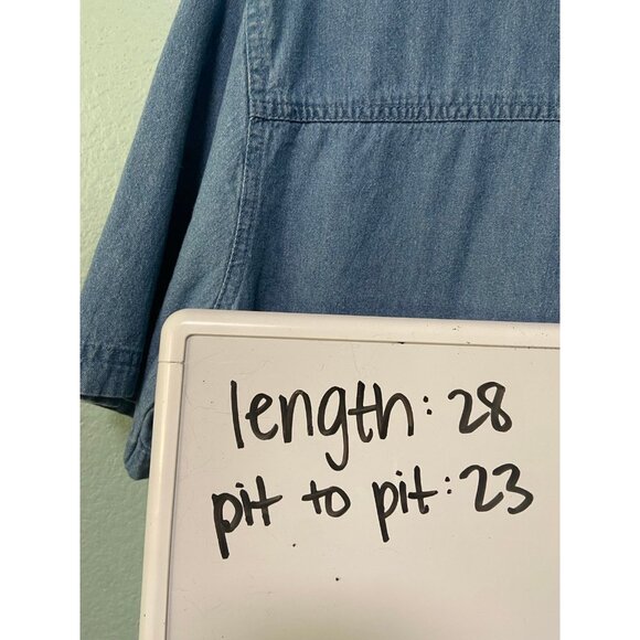 Vintage Passion‎ Women's Red Blue & White Flag Denim Button Up Shirt Size XL - Picture 9 of 9